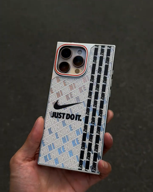 耐克方形鐳射標籤全包手機殼-CASEZONE